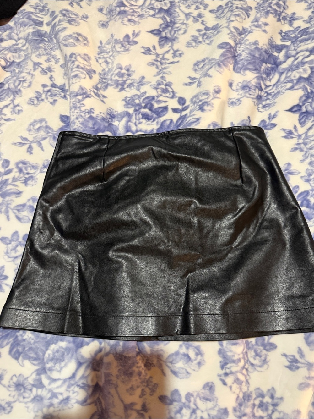 Black Faux Leather Mini Skort
